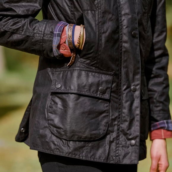 NWT Barbour Beadnell Waxed Jacket Black US 14 - Picture 8 of 11